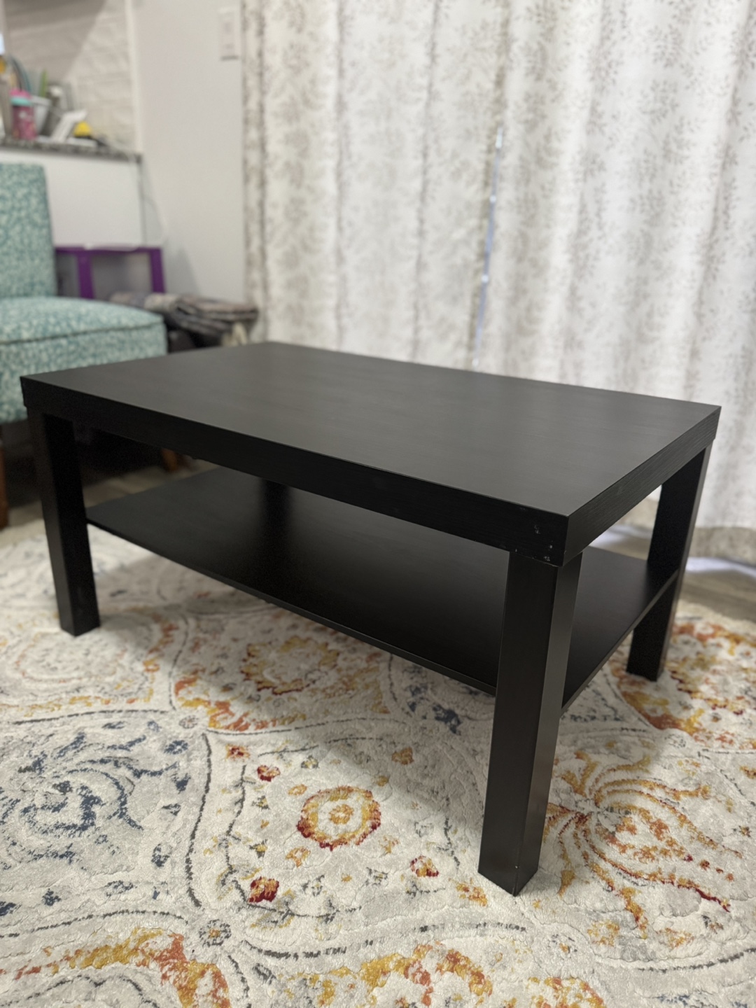 Black Coffee Table with Shelf