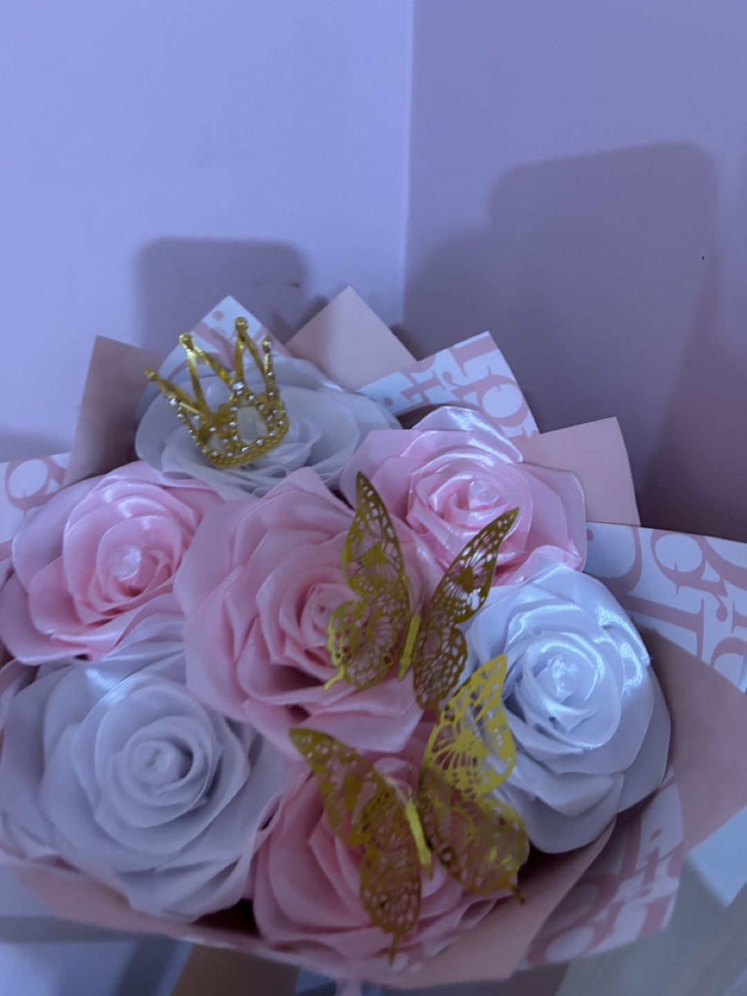 Pretty Pink and White Rose Bouquet