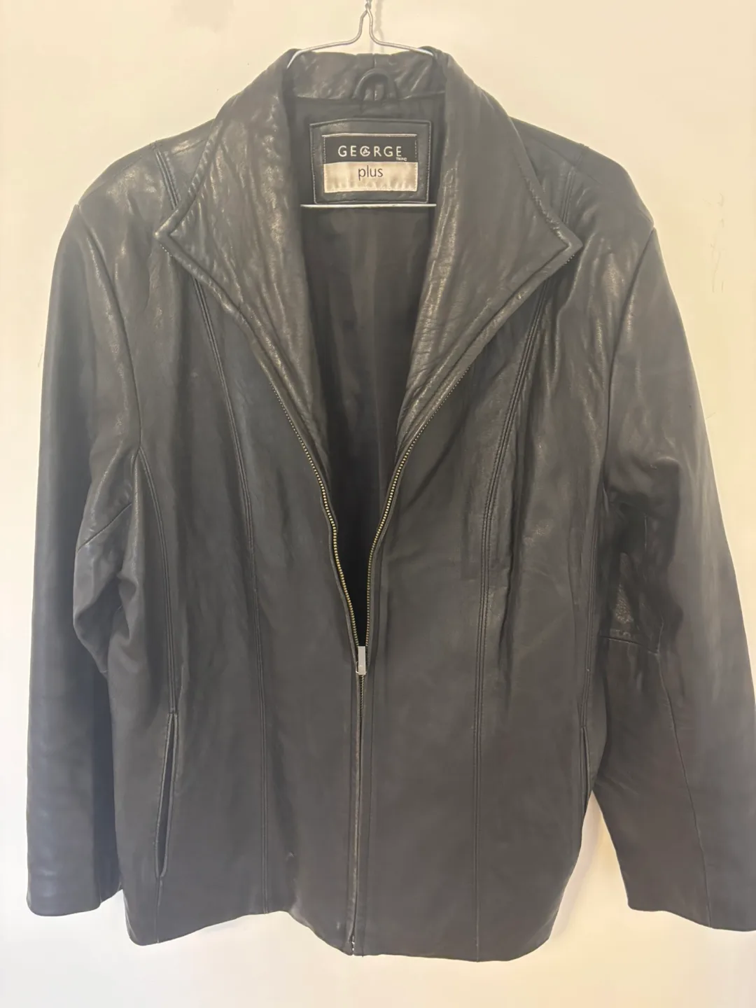 George Plus Size Black Leather Jacket thumbnail