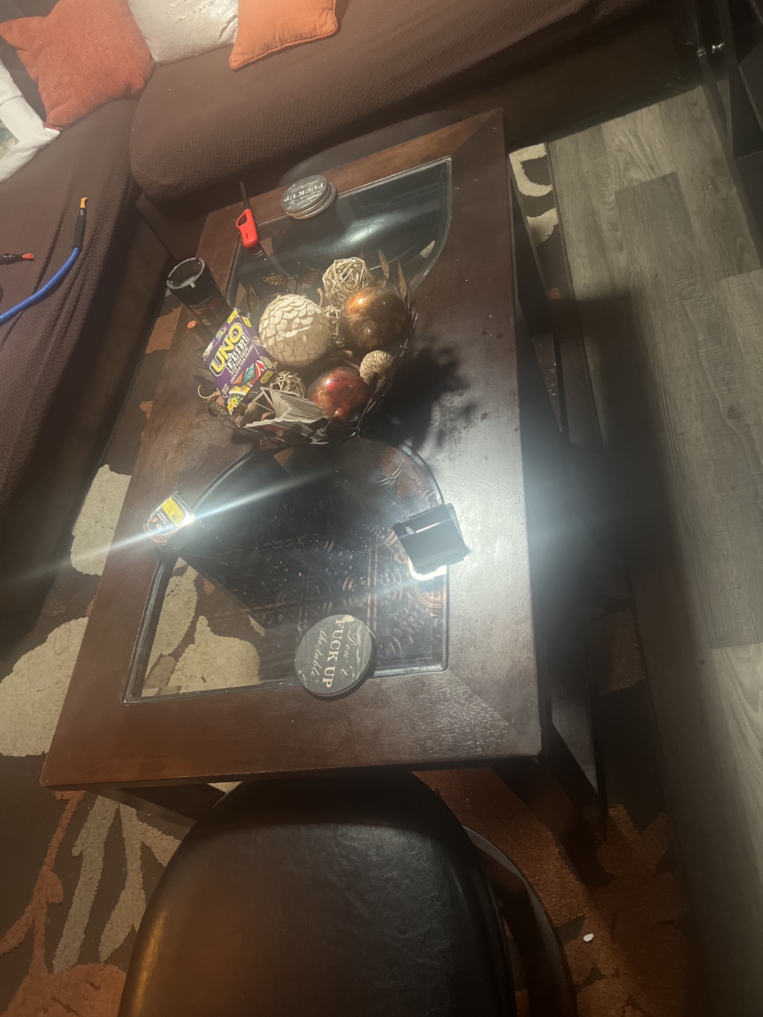 Dark Brown Wood End Table with Shelf