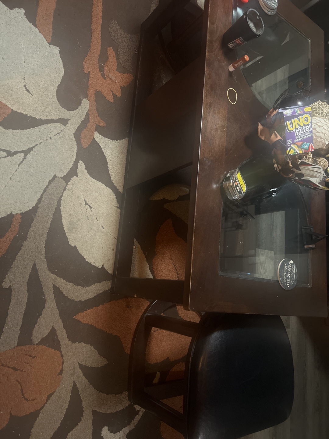 Dark Brown Wood End Table with Shelf - photo 2