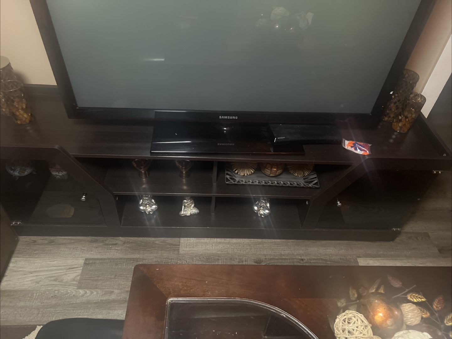 Dark brown entertainment center