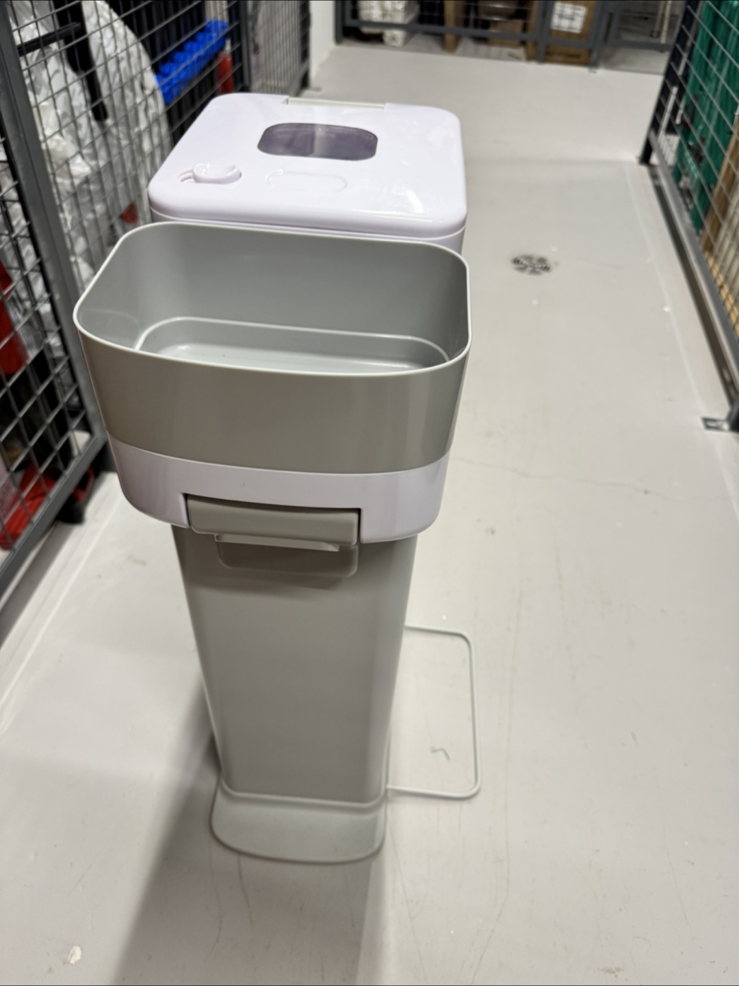 Diaper Pail - Grey and White
