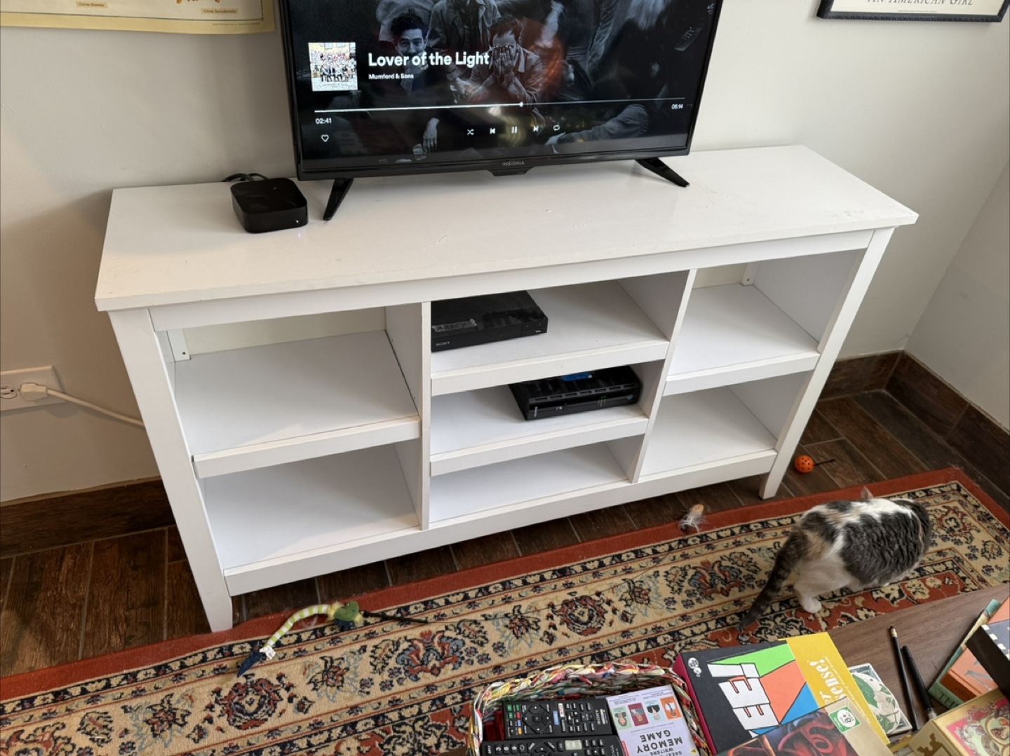 White Media Console with Cable Hole - photo 4
