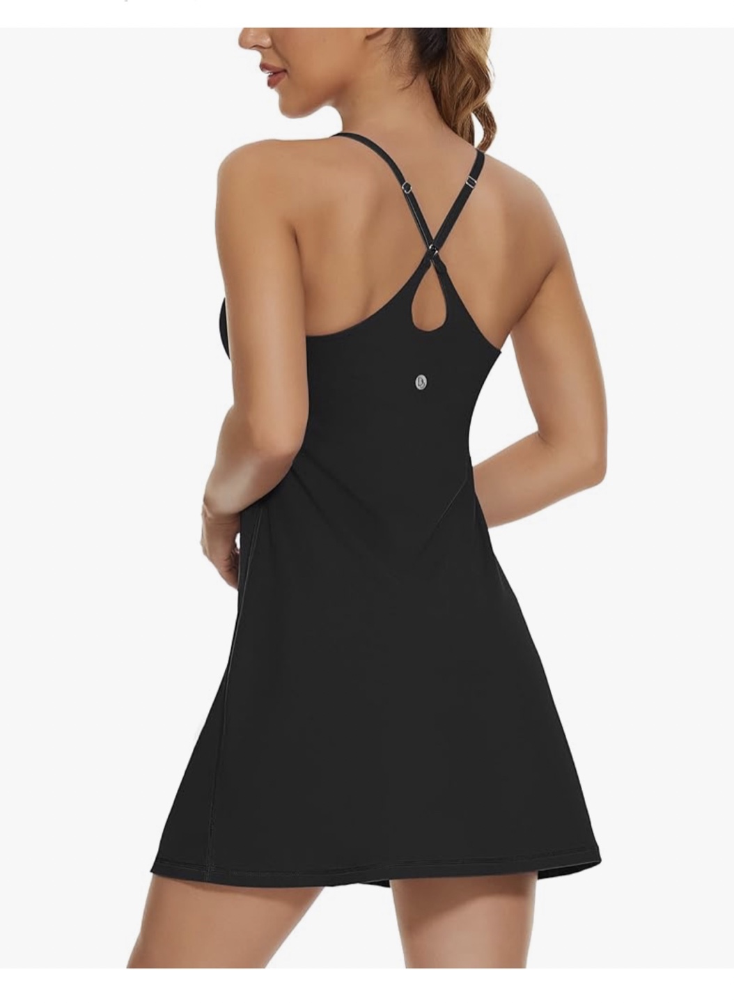 Black athletic dress with built-in shorts