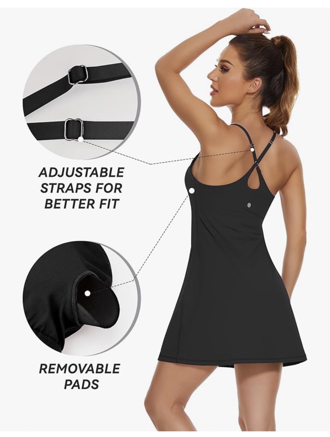 Black athletic dress with built-in shorts - photo 4