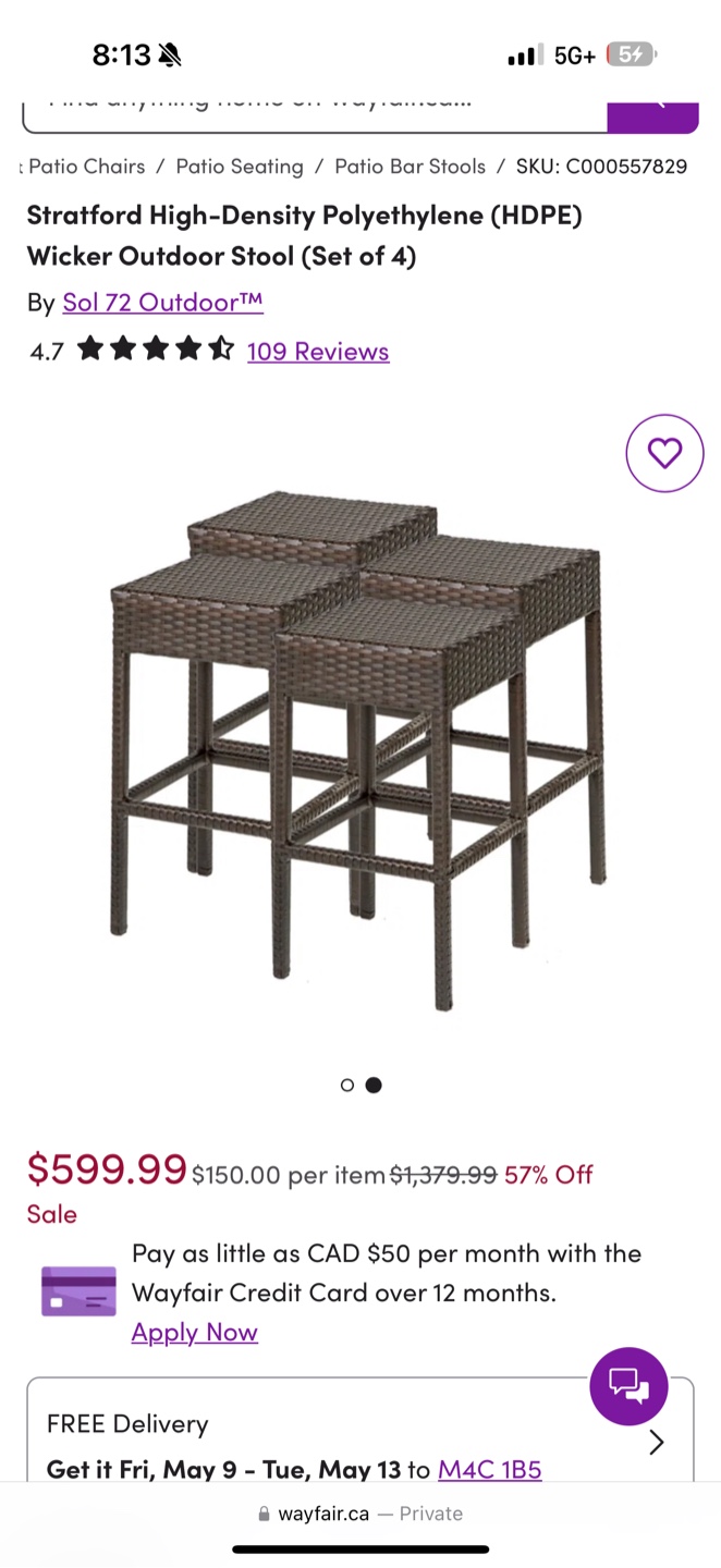Stratford High-Density  Bar Stools (Set of 4)