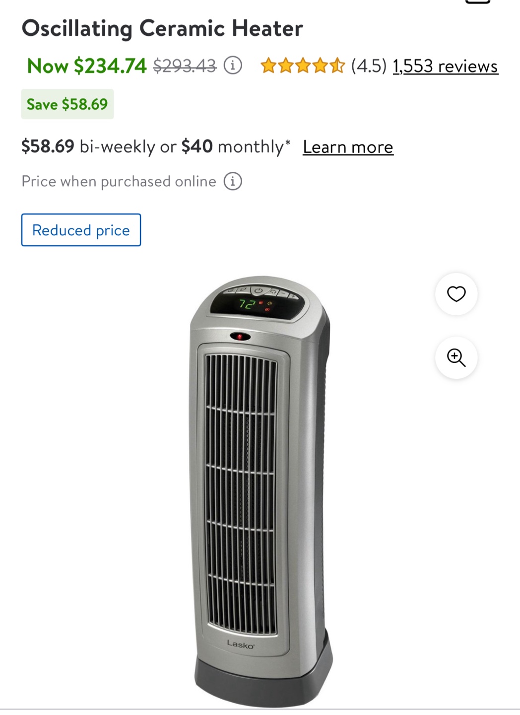 Lasko Oscillating Ceramic Heater - photo 4