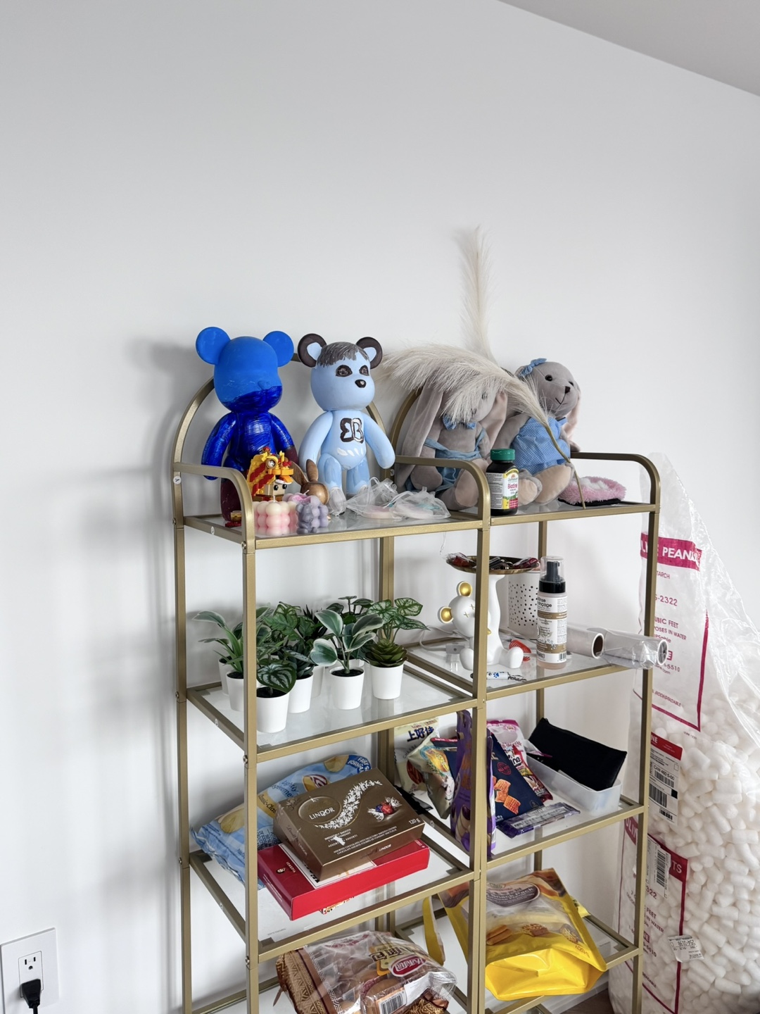 Elegant 5-Tier Glass Shelf with Gold Frame