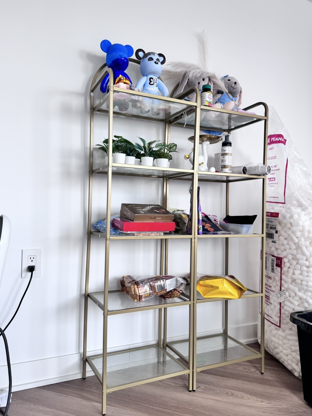 Elegant 5-Tier Glass Shelf with Gold Frame - photo 2