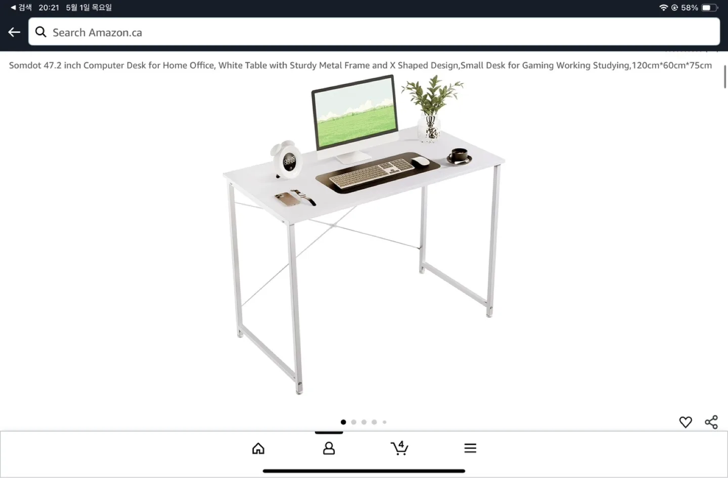 Somdot 47.2 inch Computer Desk - White