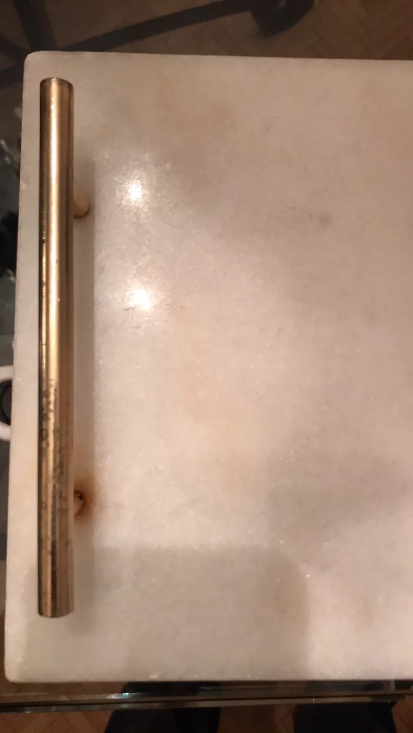 White Marble Serving Tray with Gold Handles image indicator(4)