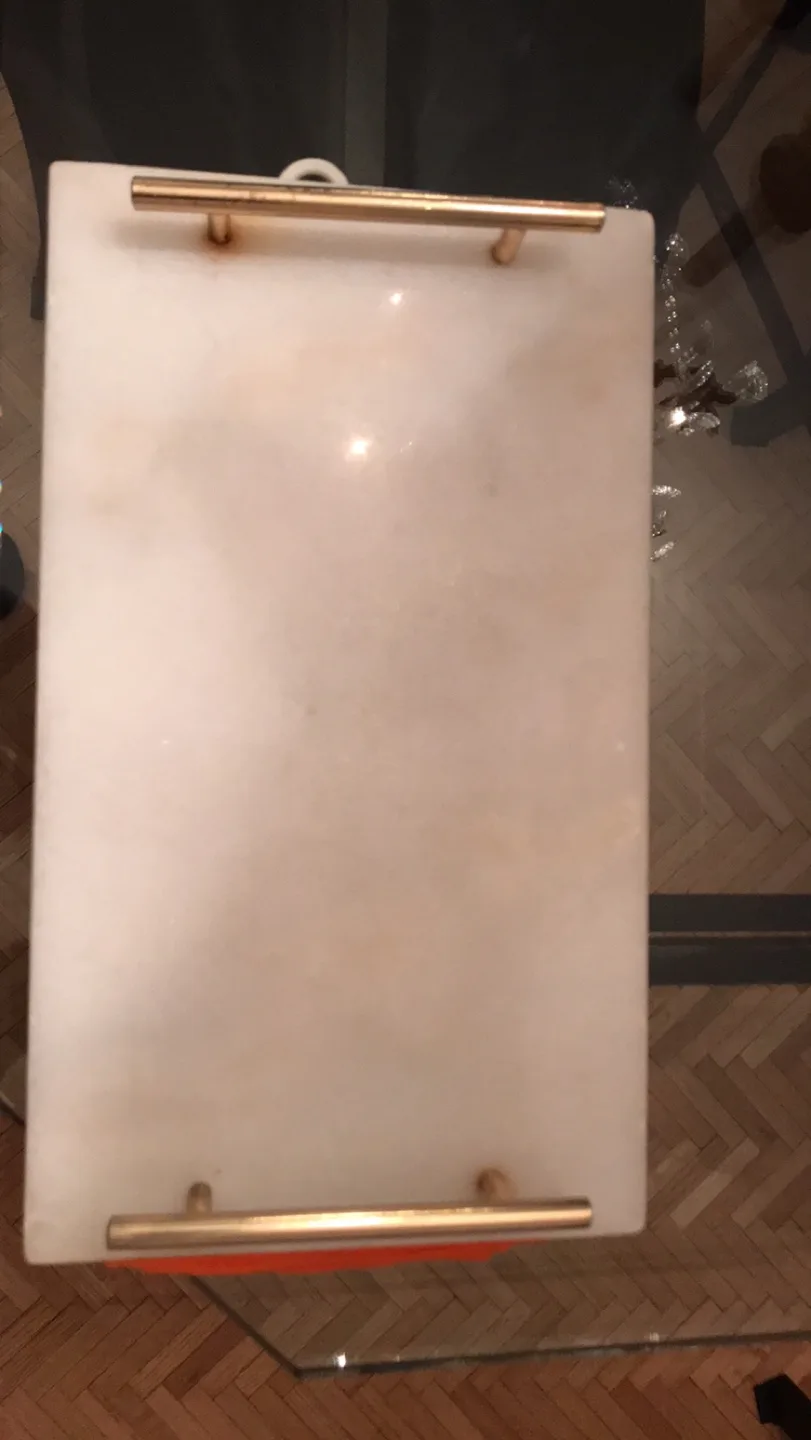 White Marble Serving Tray with Gold Handles image indicator(3)