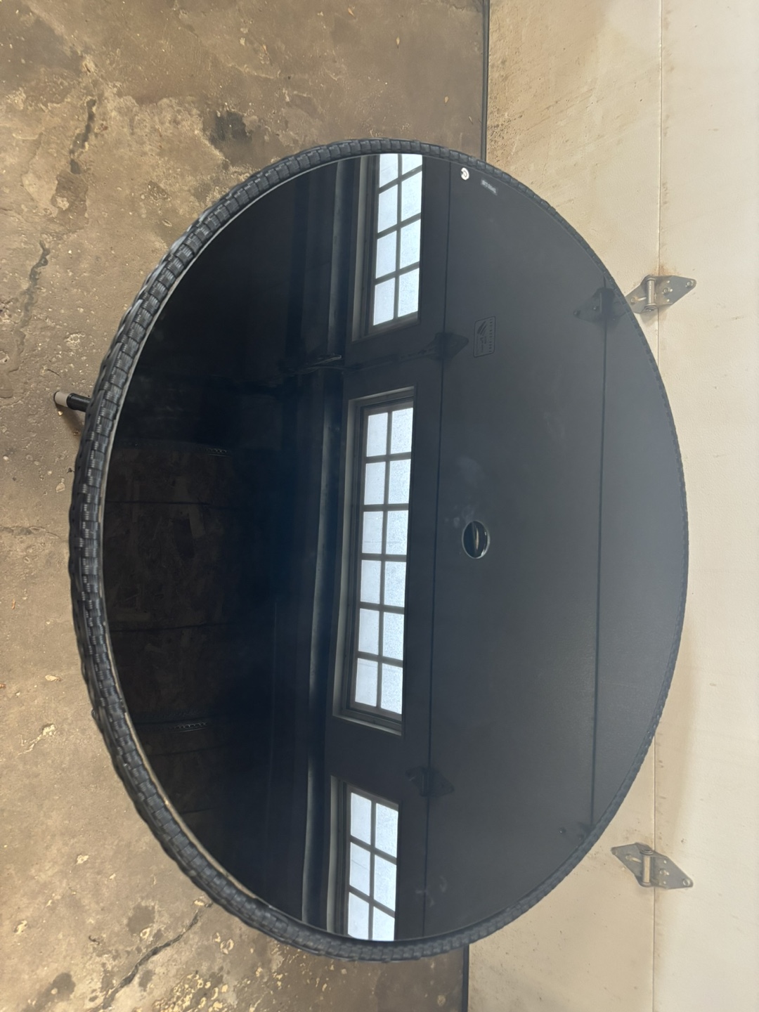 Black Wicker Patio Table with Glass Top - photo 3