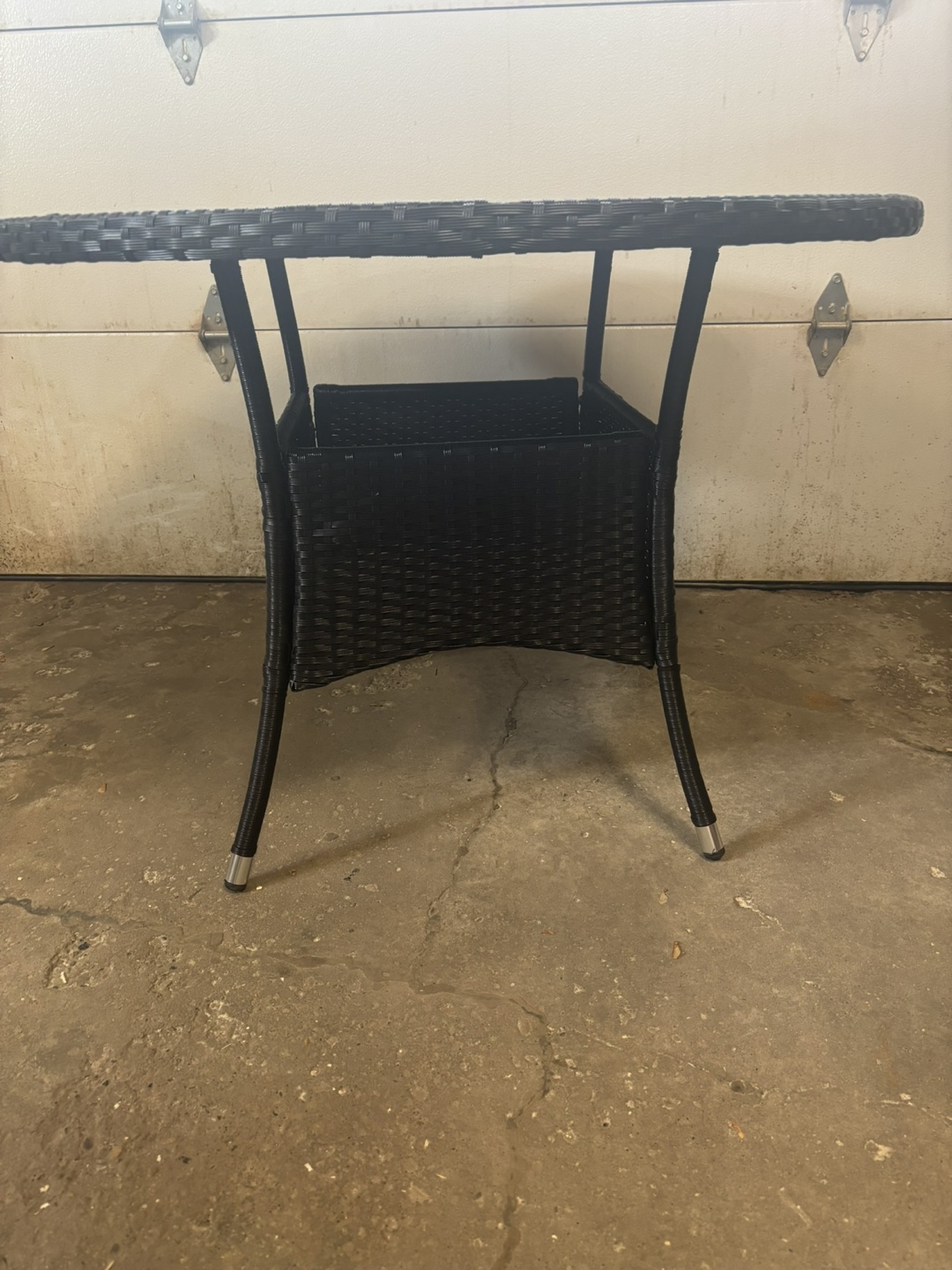Black Wicker Patio Table with Glass Top - photo 2
