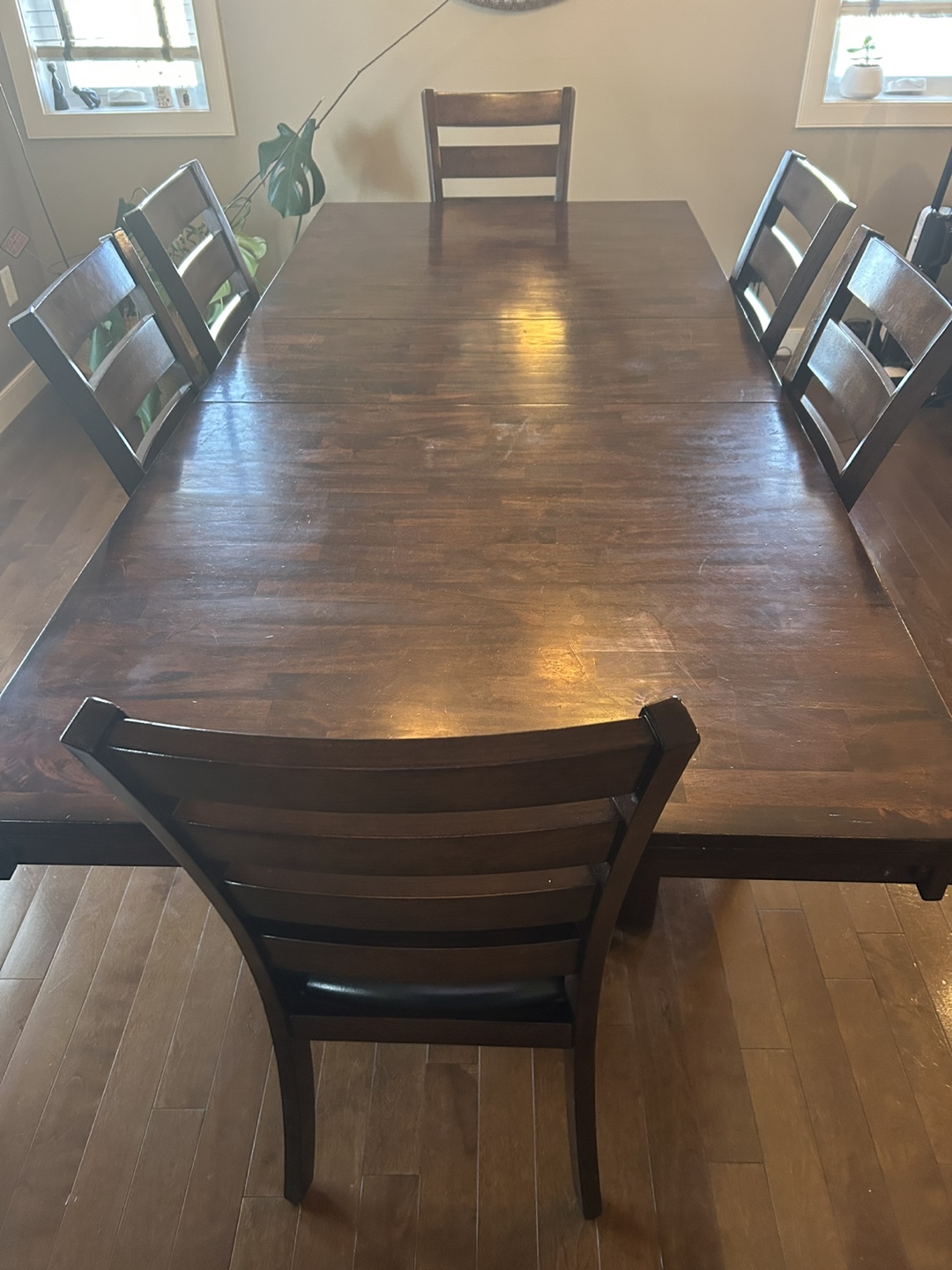 Dark Brown Wood Dining Table & 6 Chairs - photo 2