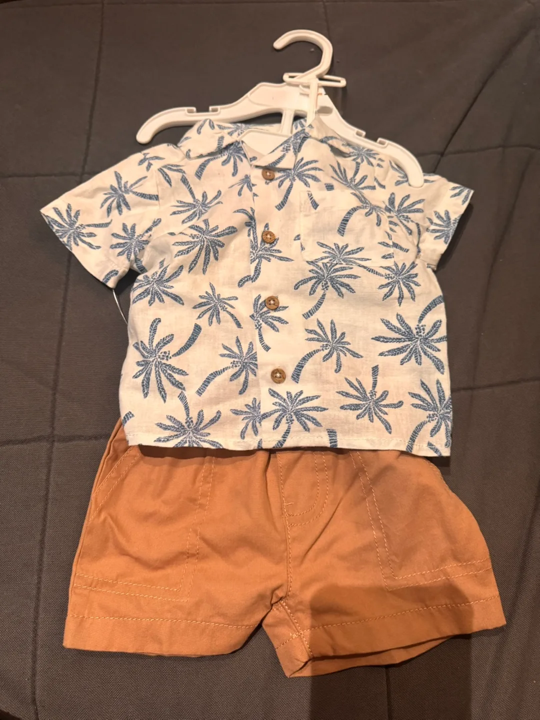 Carter's 3m Baby Boy Outfit - Palm Tree Shirt and Shorts thumbnail