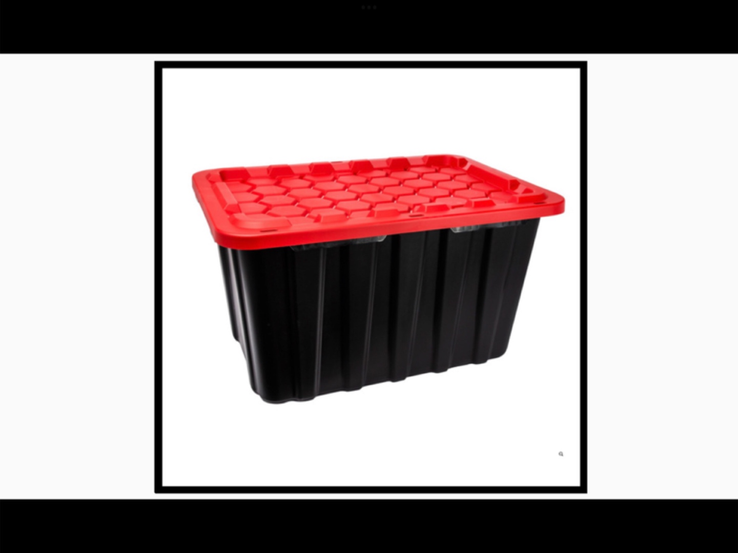 Large Black Storage Bin with Red Lid