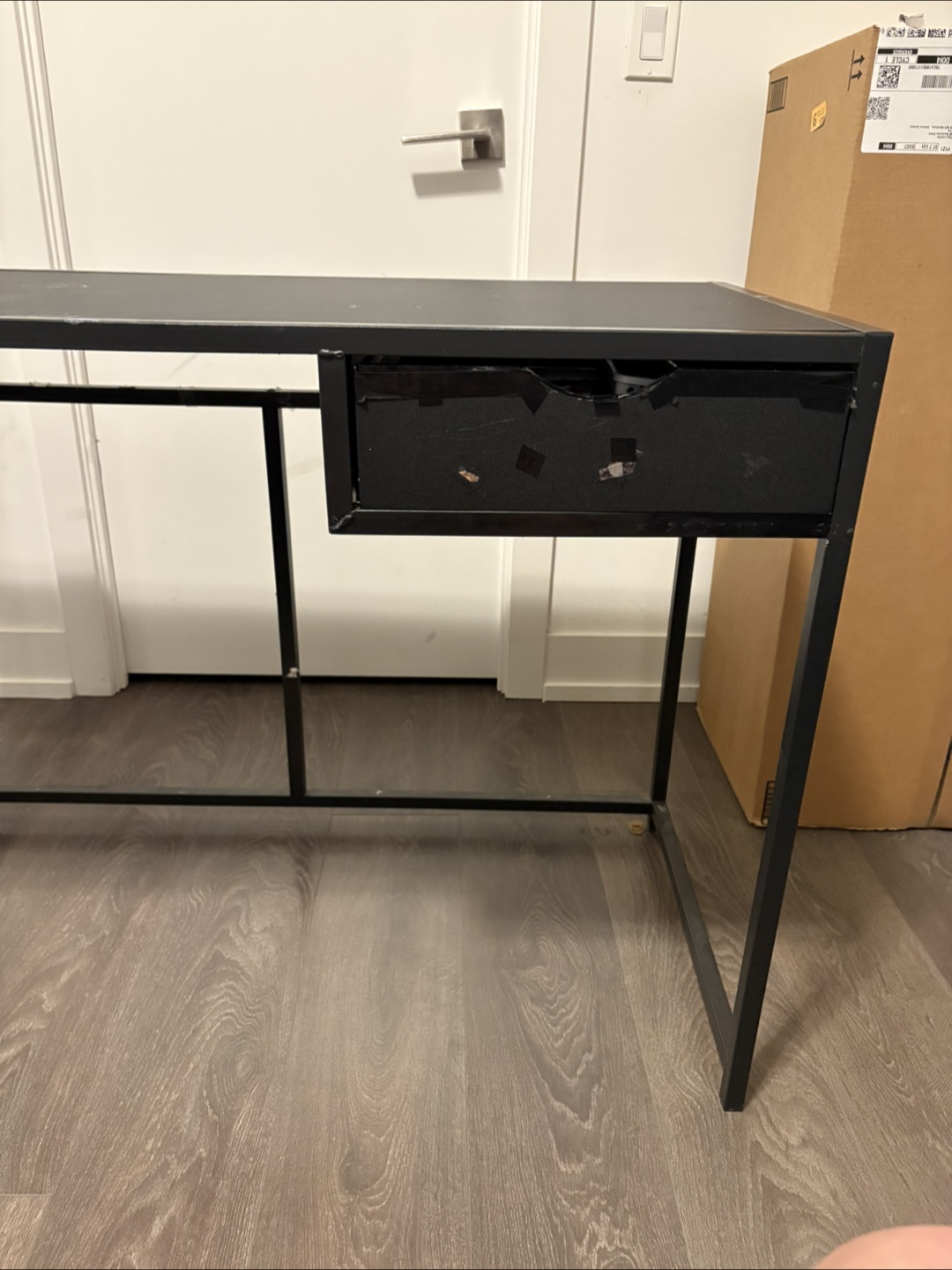 Black Metal Desk with Drawer - photo 2