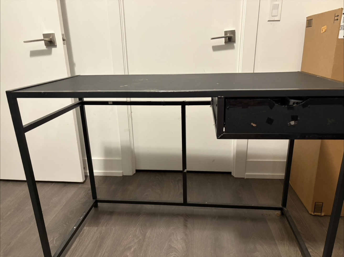 Black Metal Desk with Drawer - photo 3