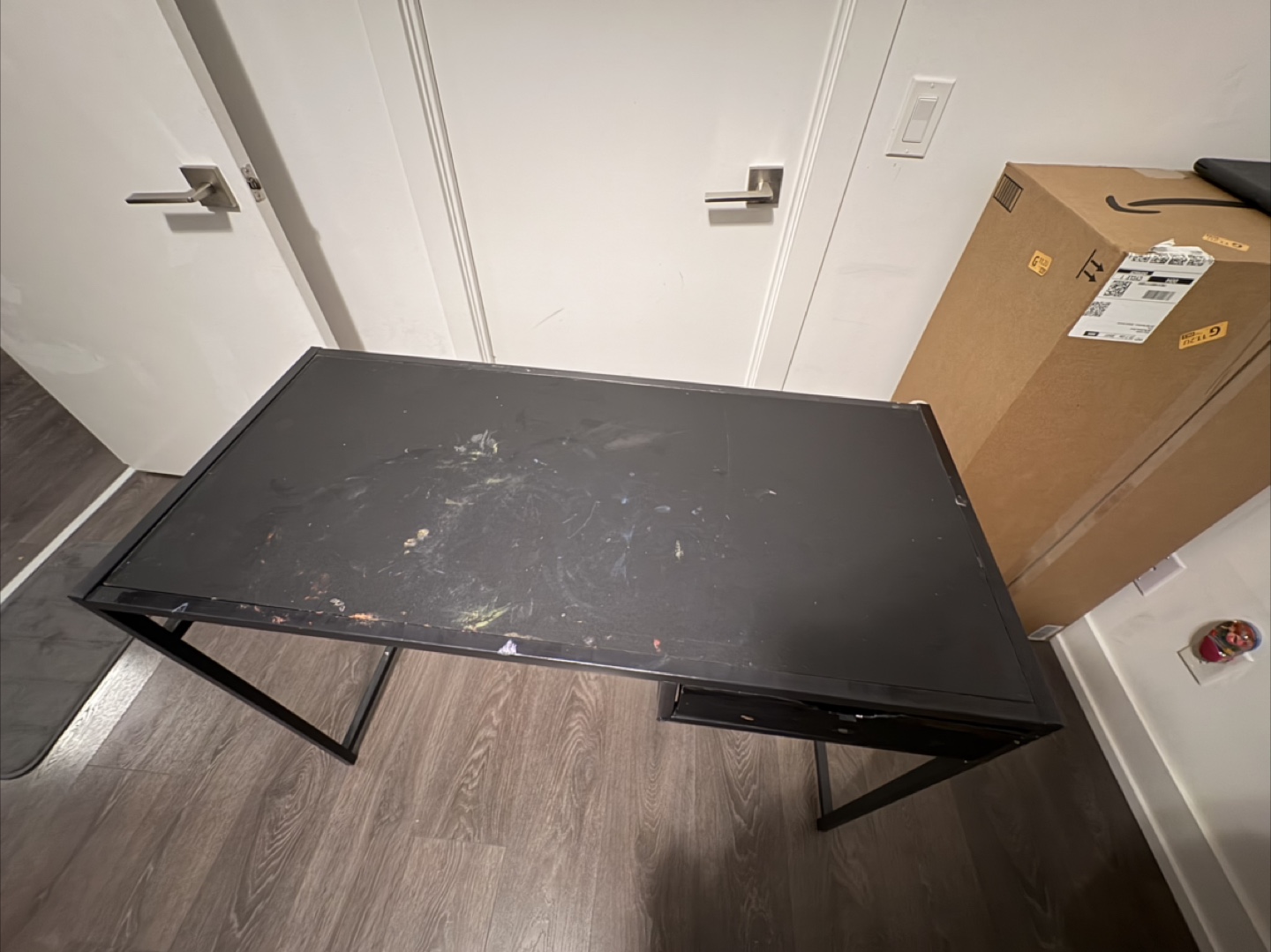 Black Metal Desk with Drawer