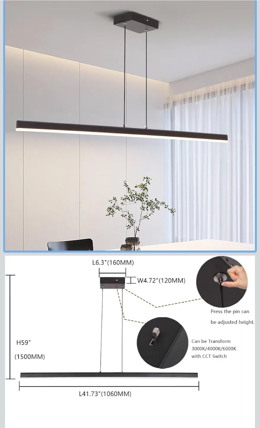 JCTQPA Linear Pendant Light Fixture thumbnail