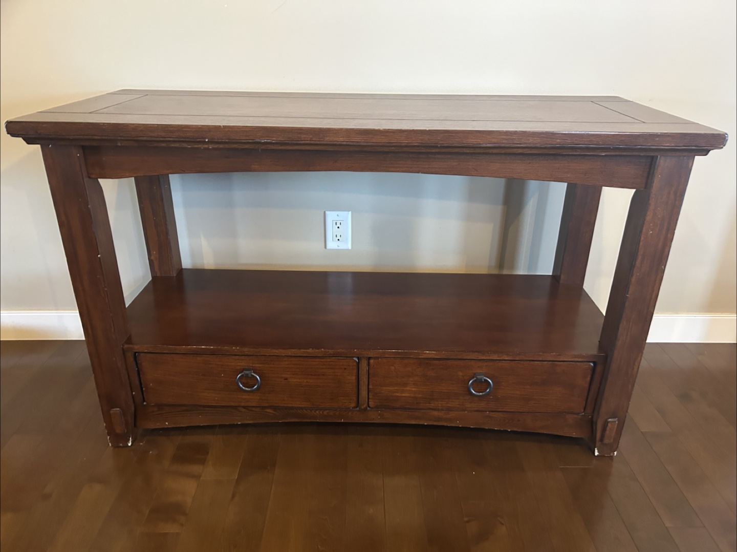 Solid Wood Console Table with Two Drawers