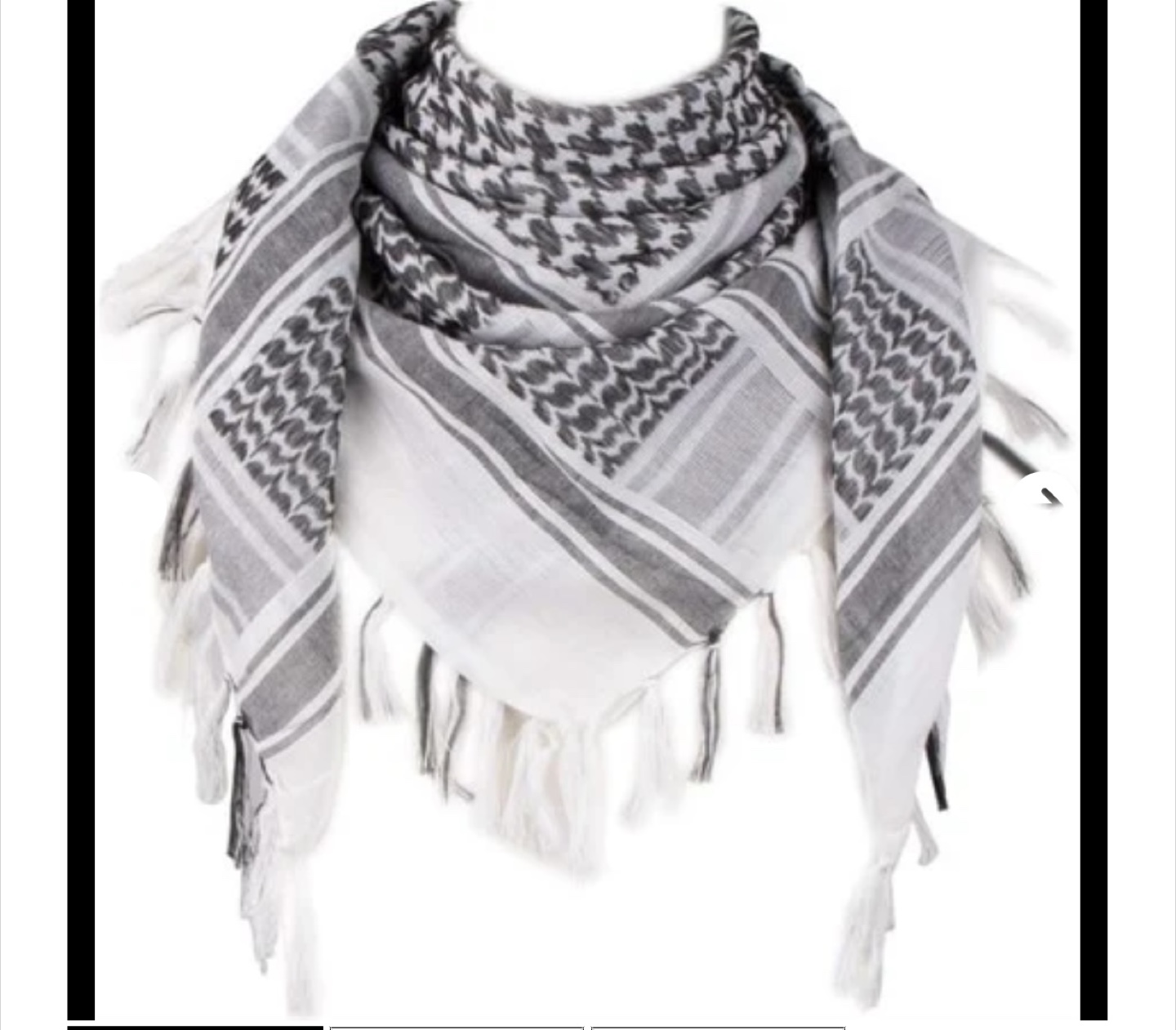 Black and White Keffiyeh Shemagh Scarf 110x110 cm