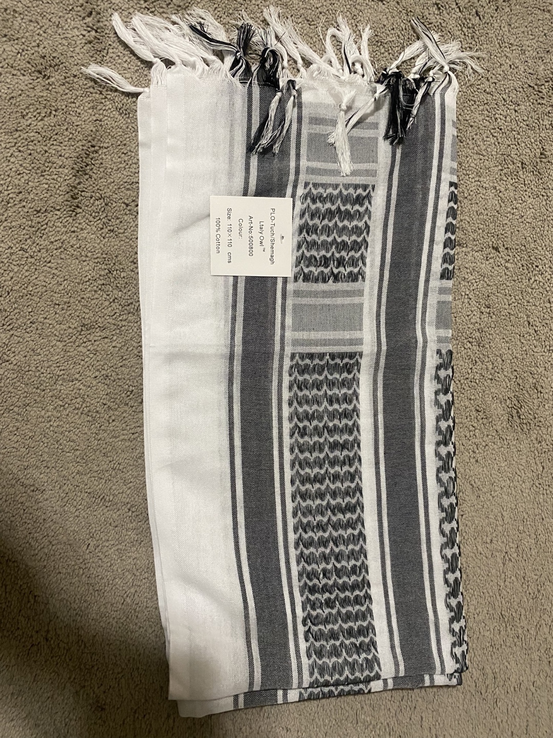 Black and White Keffiyeh Shemagh Scarf 110x110 cm - photo 2