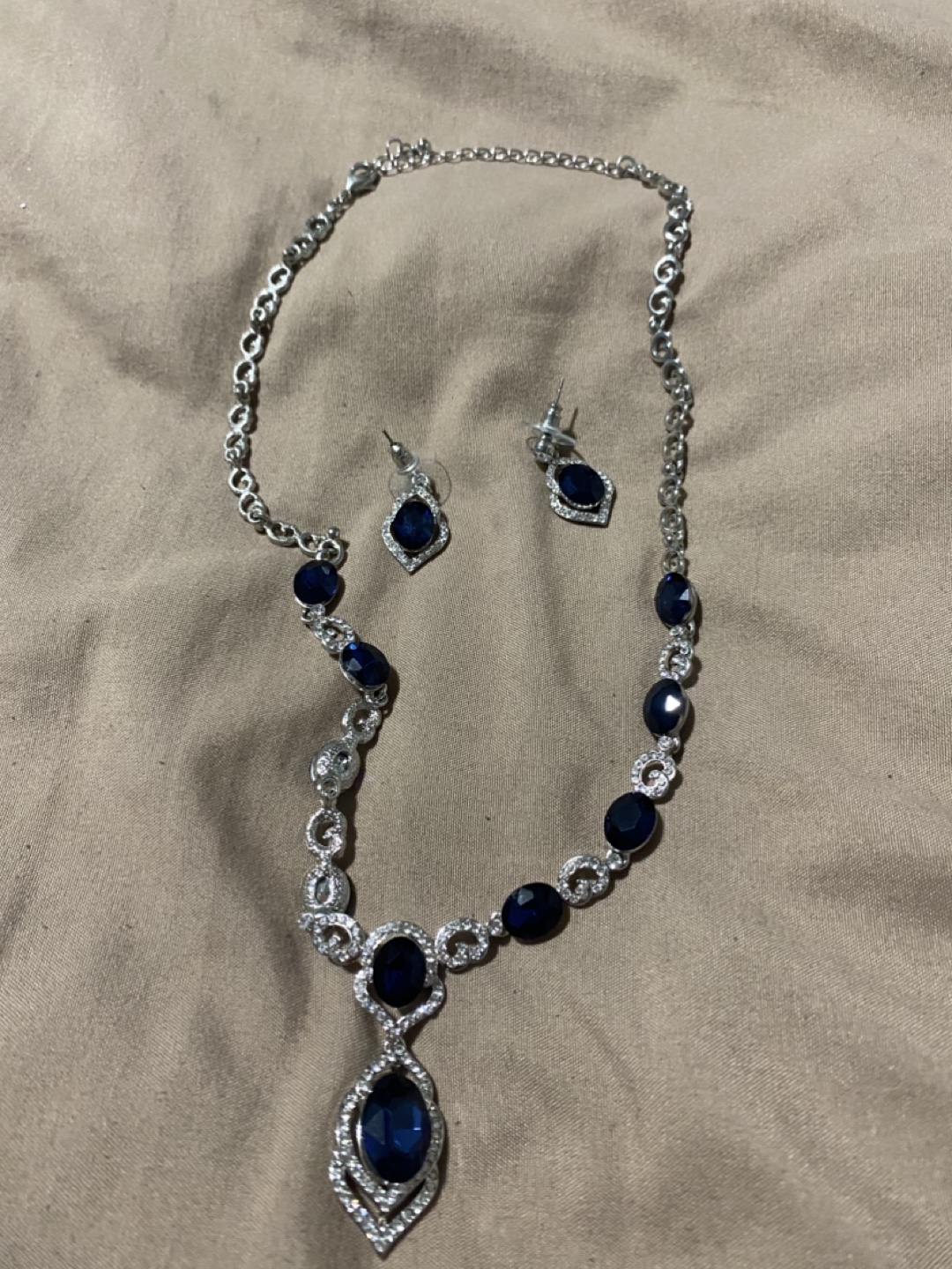 Stunning Blue Crystal Necklace and Earring Set