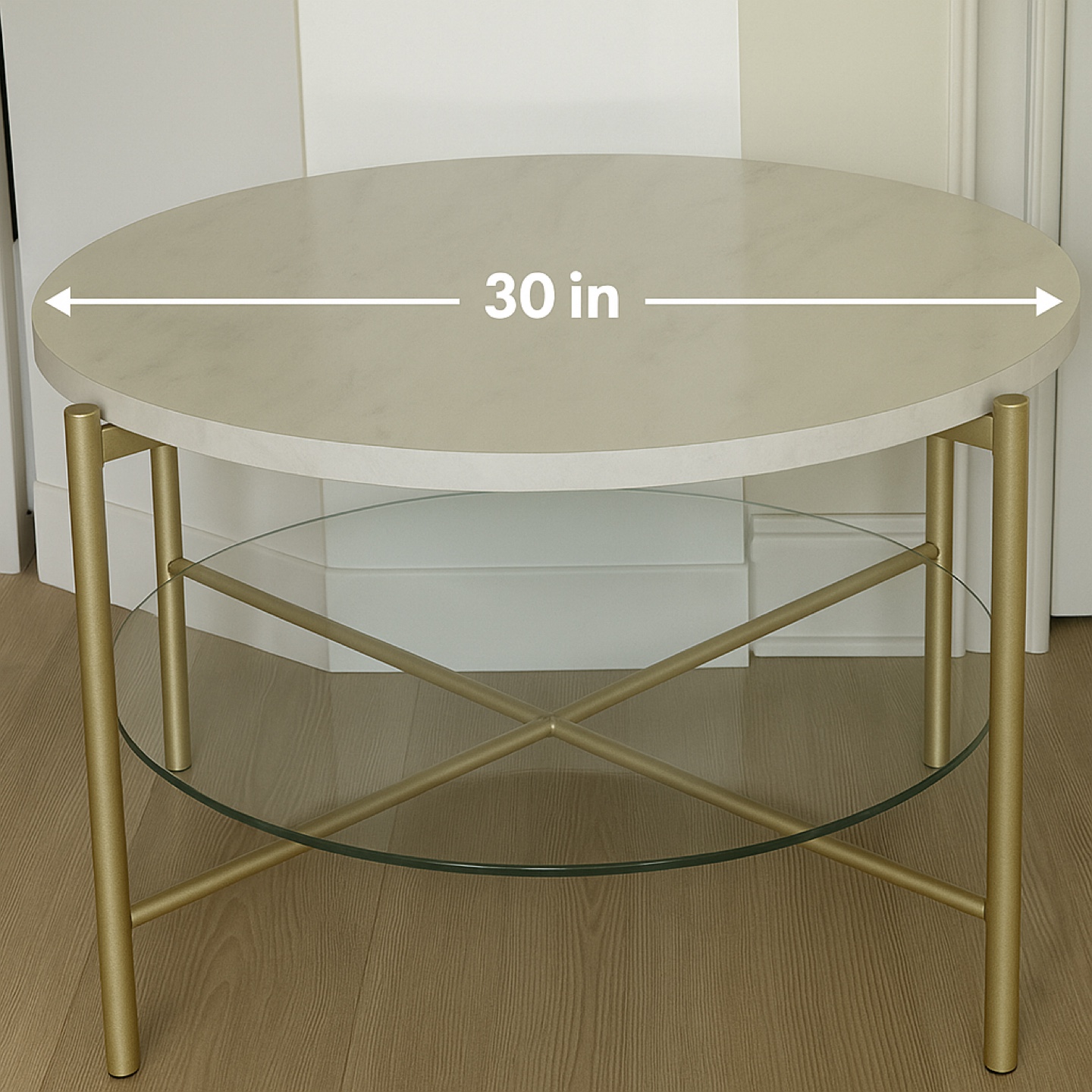 Wrought Studio Seyhan Coffee Table - Gold & White Marble - photo 3