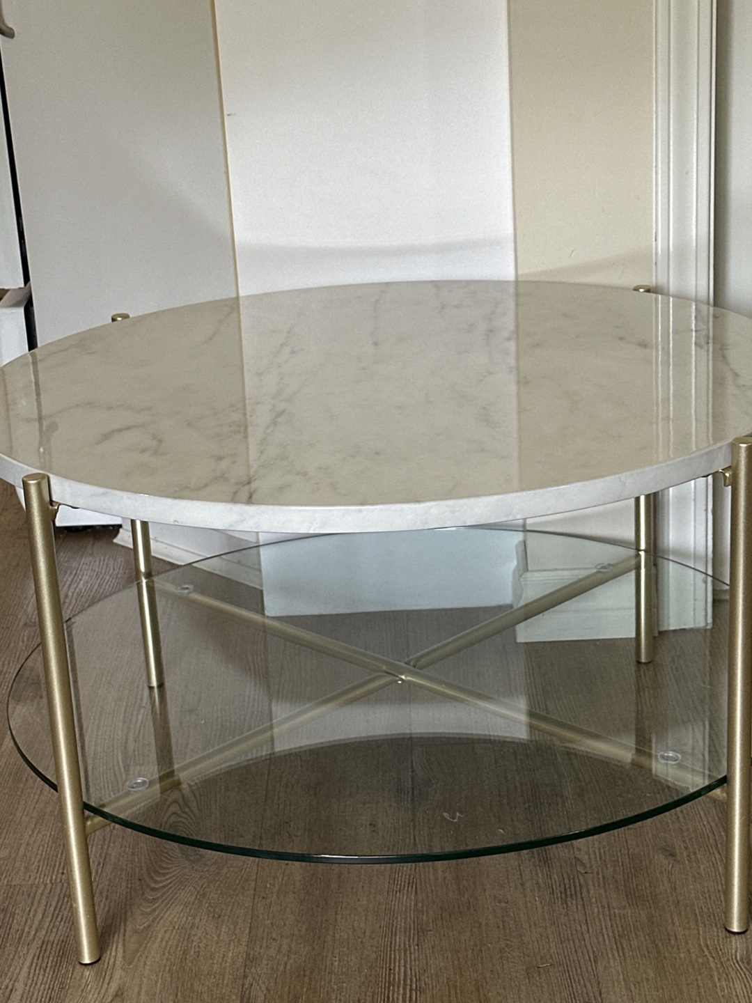 Wrought Studio Seyhan Coffee Table - Gold & White Marble - photo 2