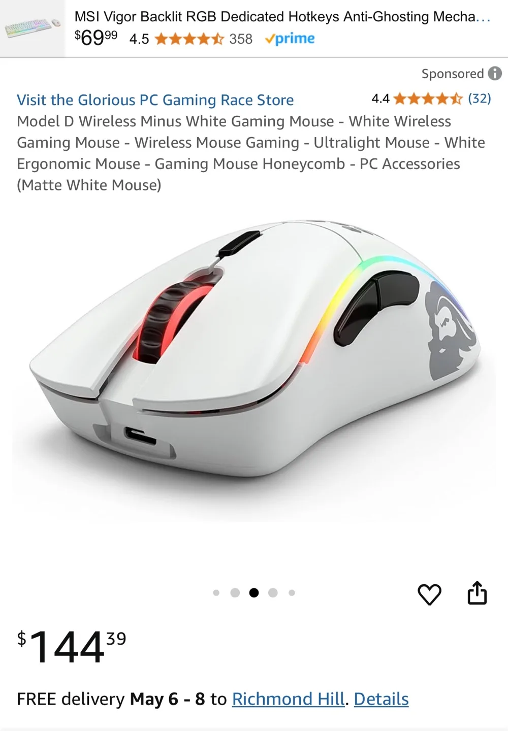 Glorious Model D Wireless Minus White Gaming Mouse image indicator(2)