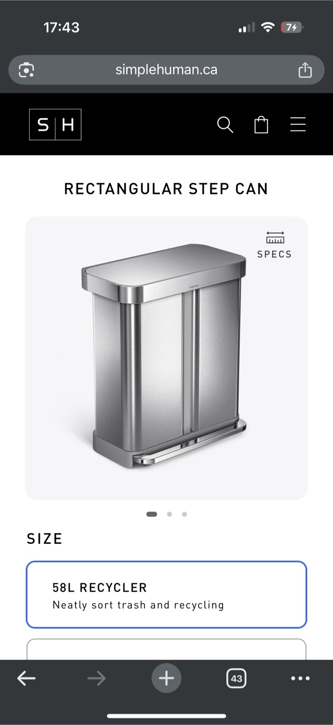 Simplehuman 58L Step Recycler with Compost Caddy - photo 2