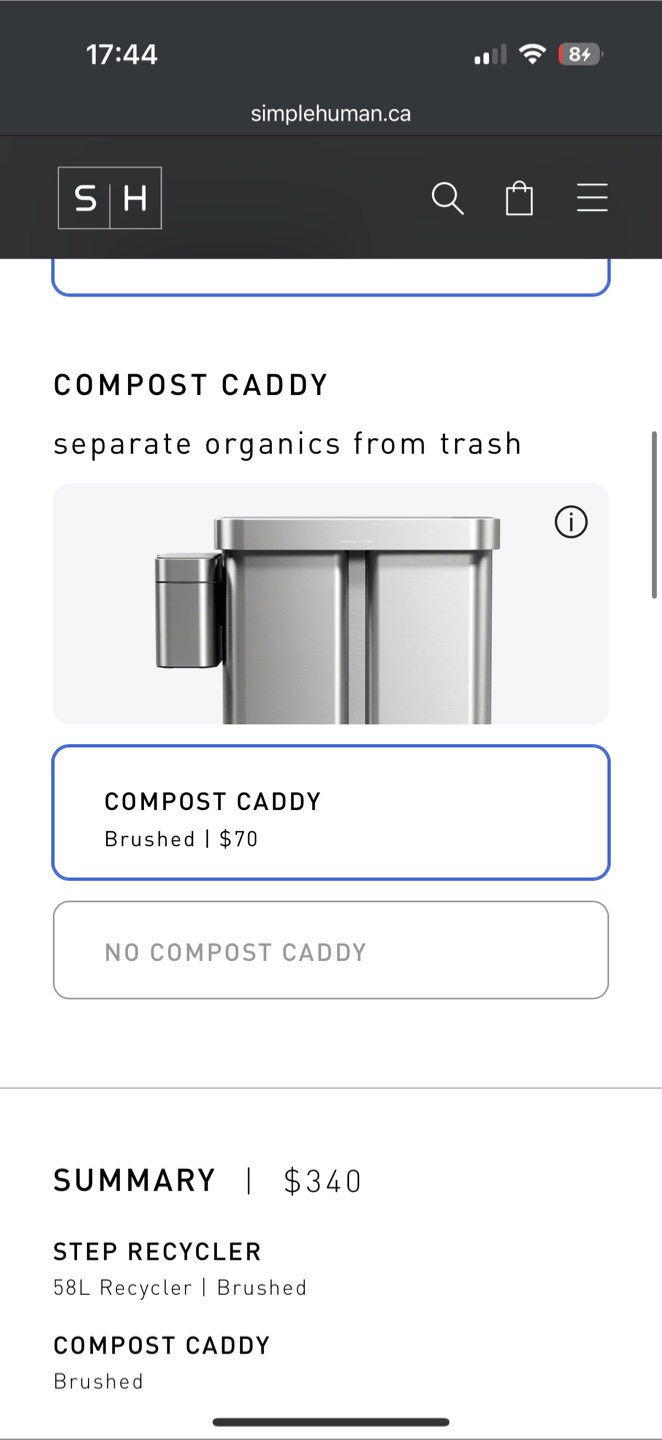 Simplehuman 58L Step Recycler with Compost Caddy - photo 3