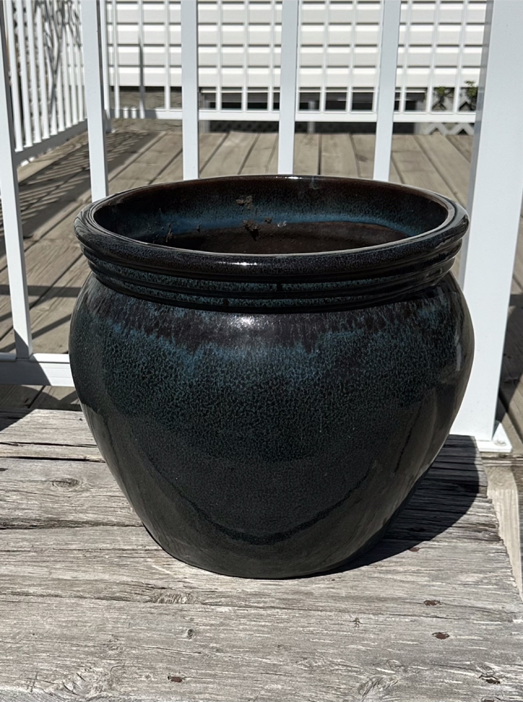Large Dark Teal Ceramic Planter Pot