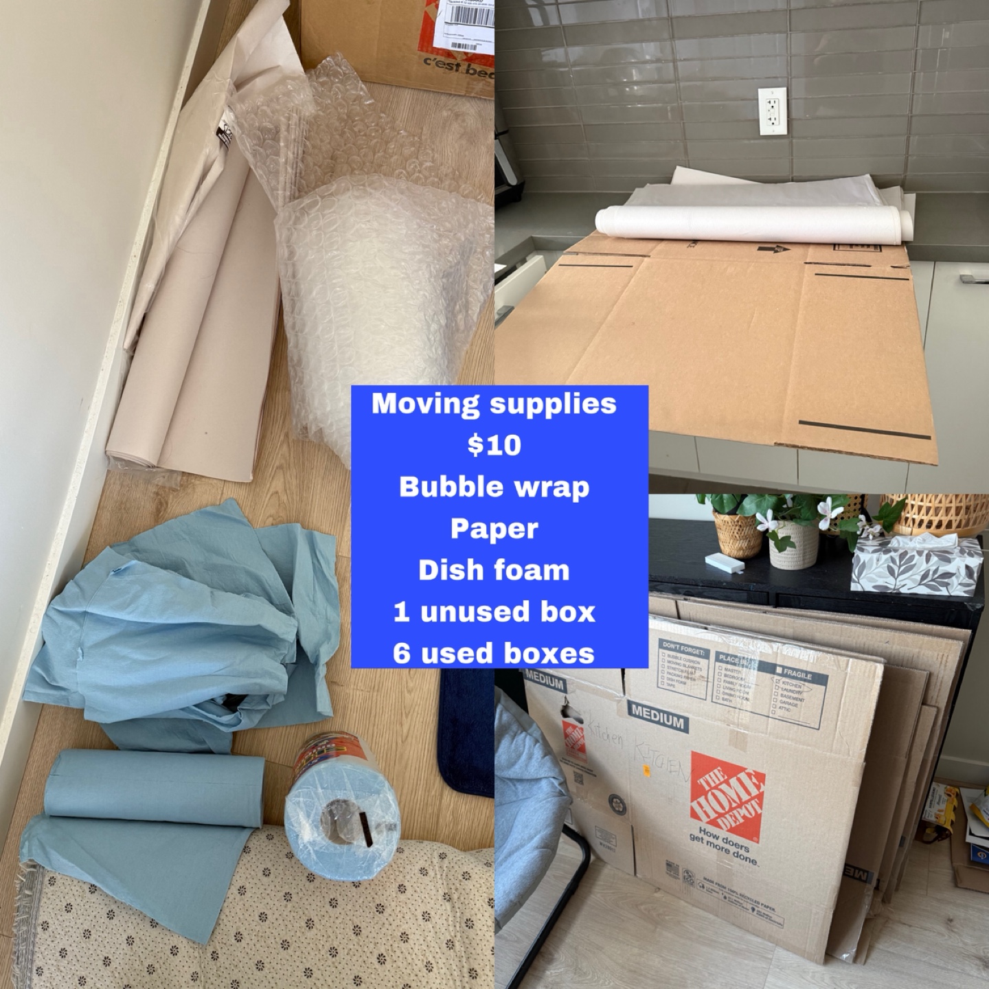 Moving Supplies Bundle - Boxes, Bubble Wrap & More!