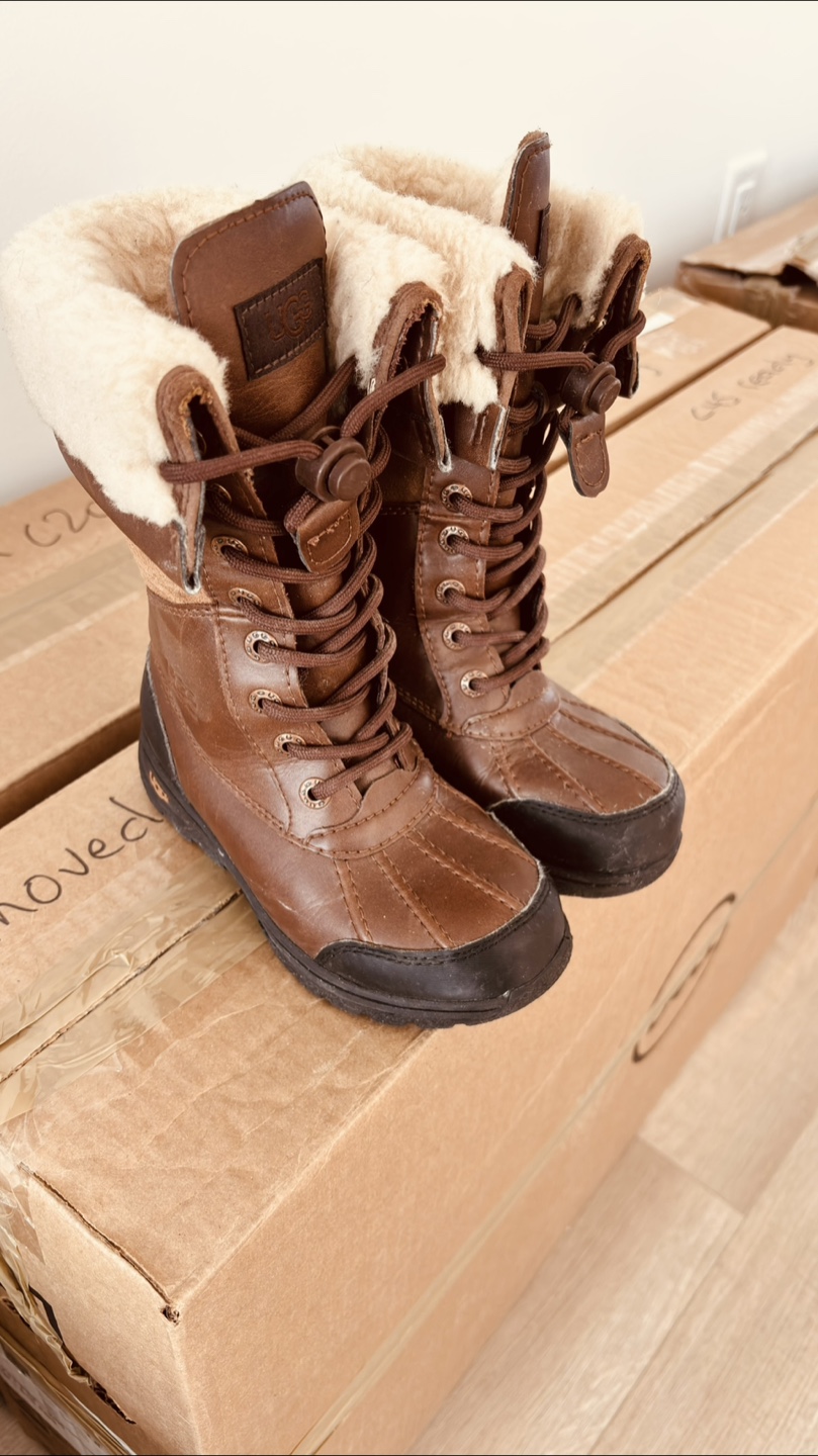 UGG Kids' Brown Leather Winter Boots