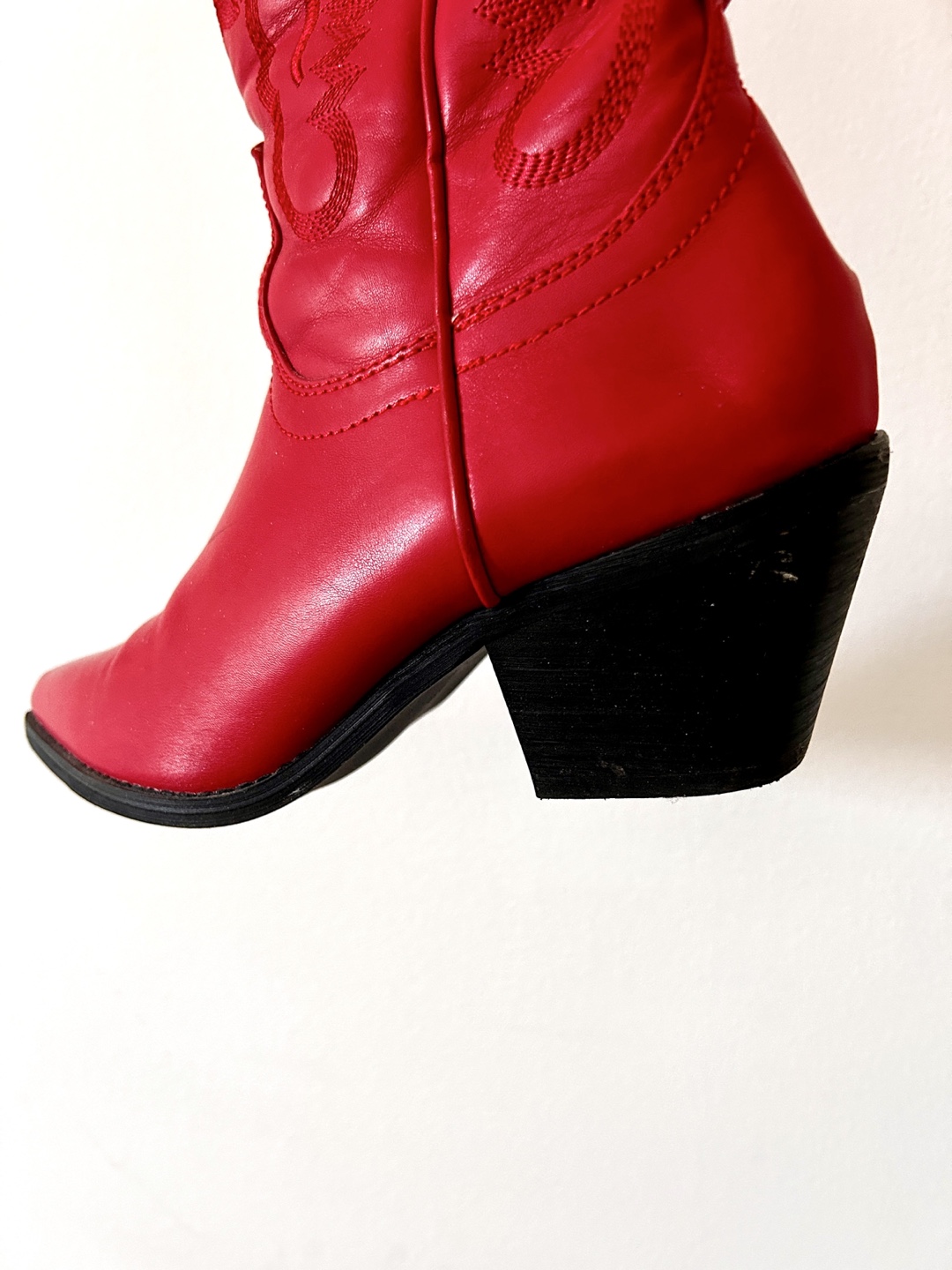 Red Leather Cowboy Boots - photo 3