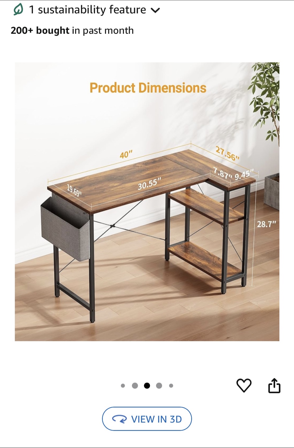 CubiCubi L Shaped Desk - 40 inch Computer Desk - photo 4
