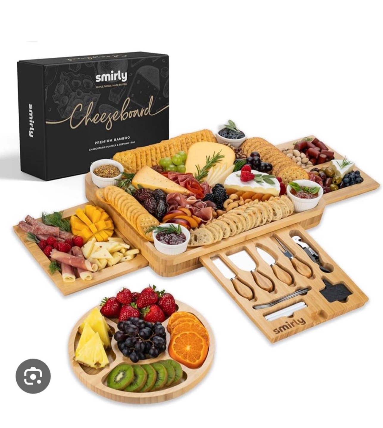 Smirly Epic Party Board 3-Piece Bamboo Cheese Board Set