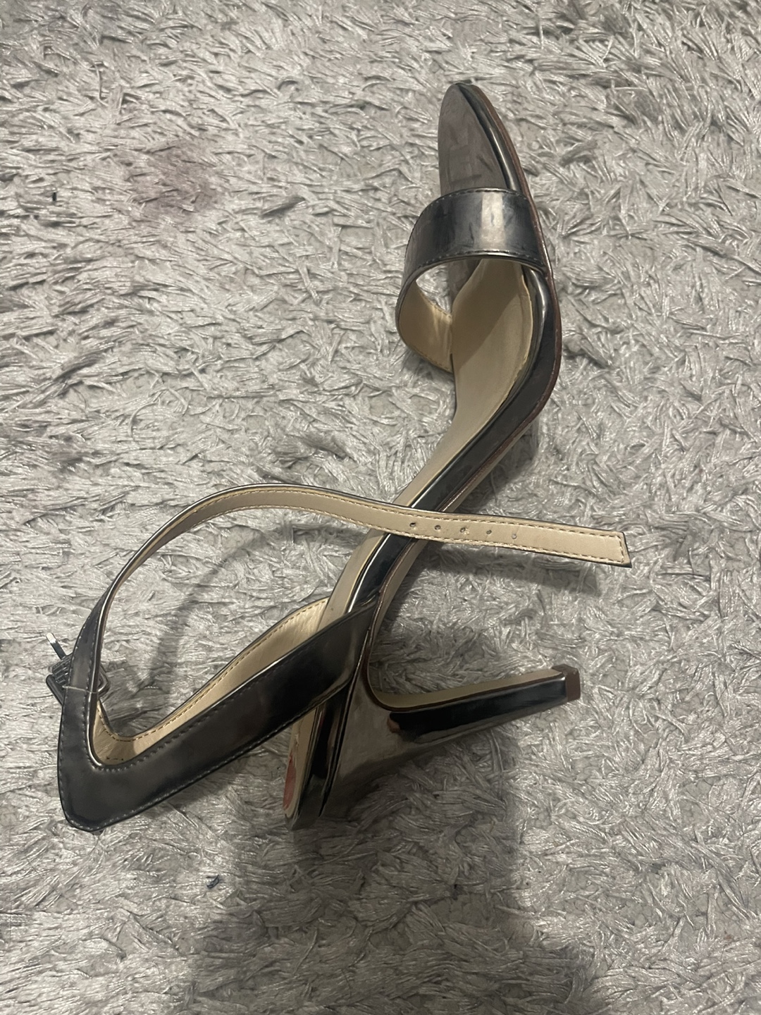 Silver metallic heeled sandals