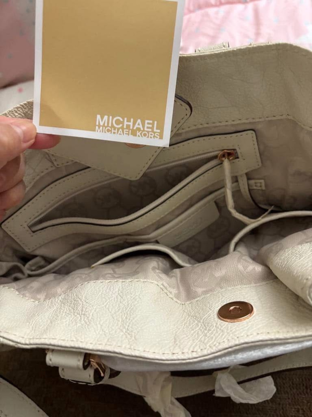 Michael Kors Cream Leather Tote Bag - photo 2