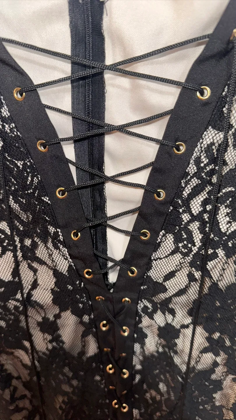 Black Lace-Up Mini Dress image indicator(2)