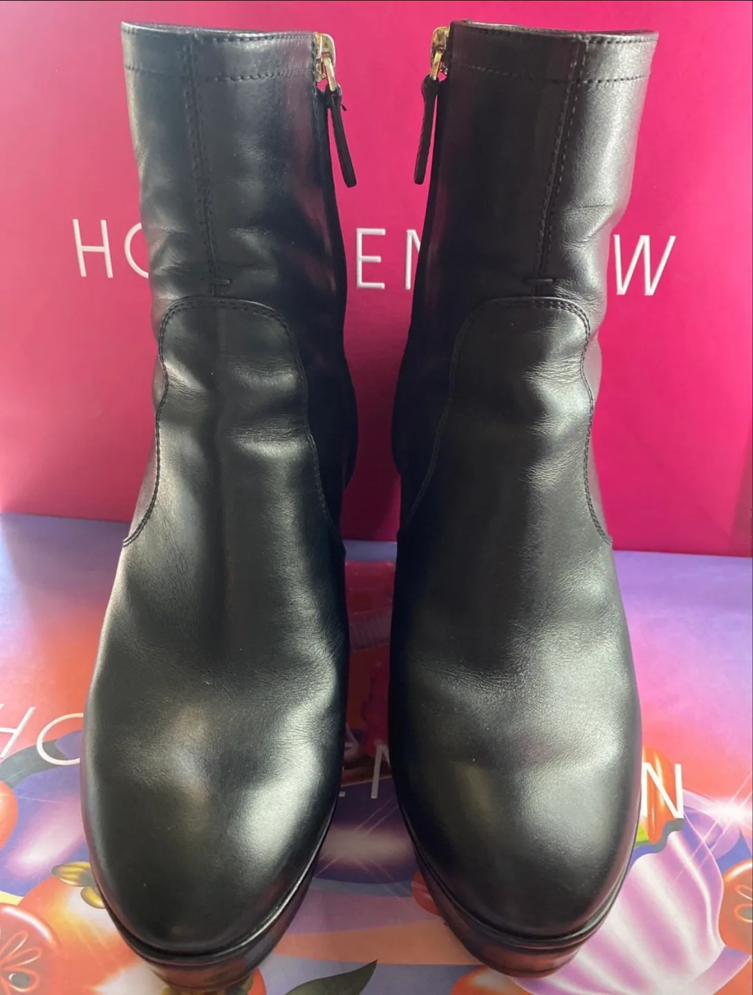 TOD’S Black Leather Wedge Ankle Boots