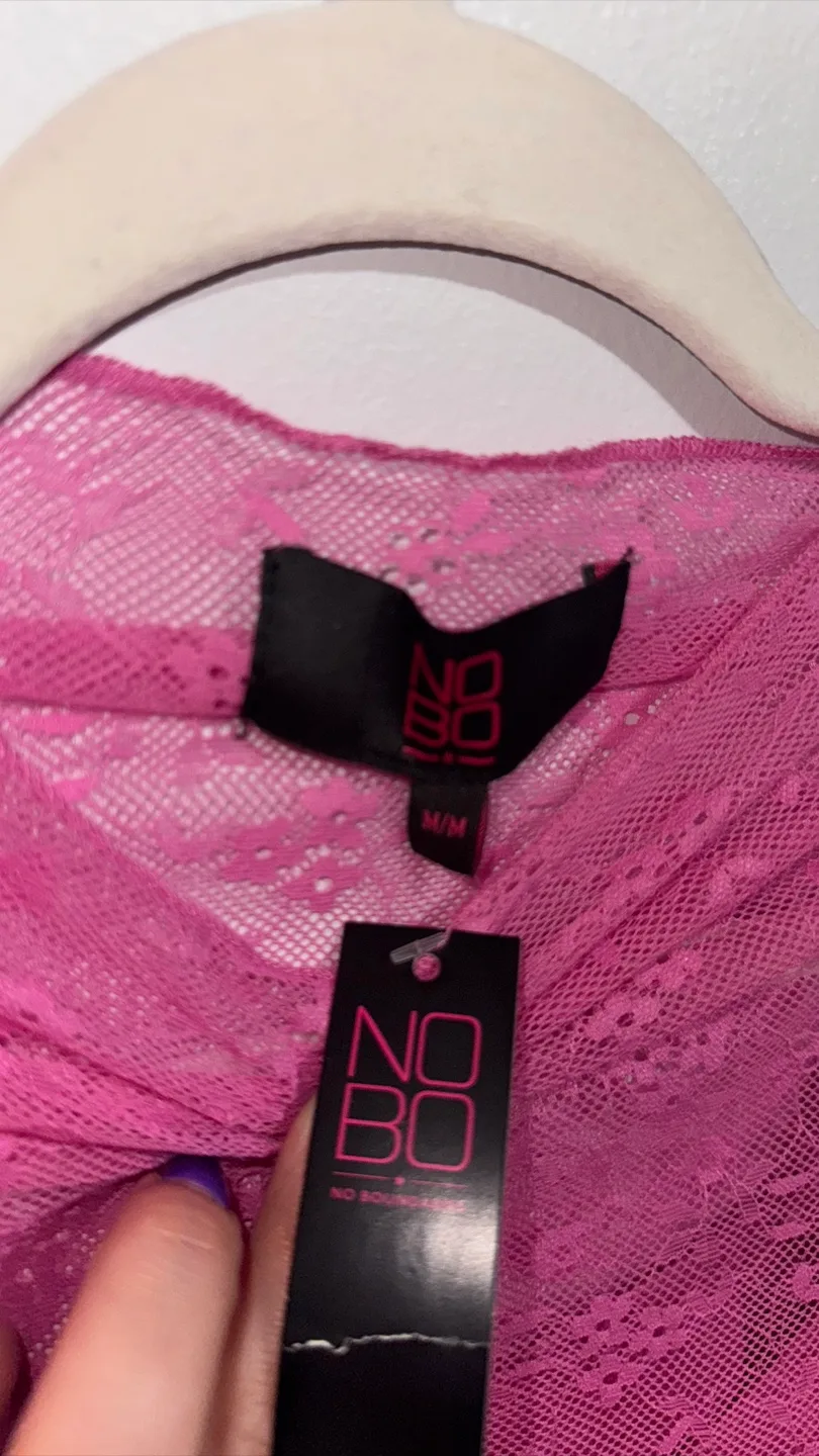 Pink Lace Long Sleeve Top Size M/M image indicator(2)