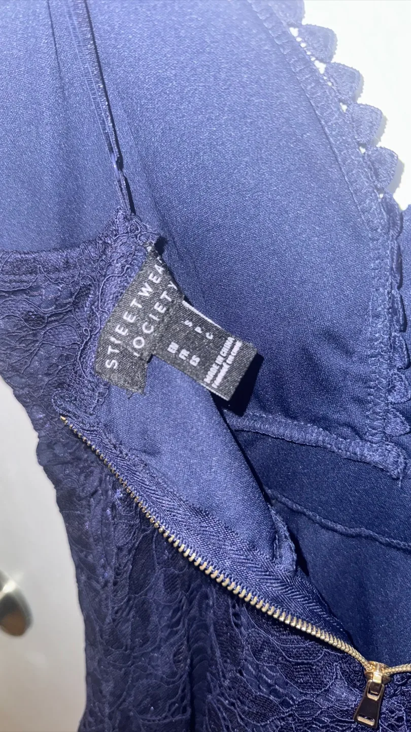 Navy Blue Lace Mini Dress image indicator(3)