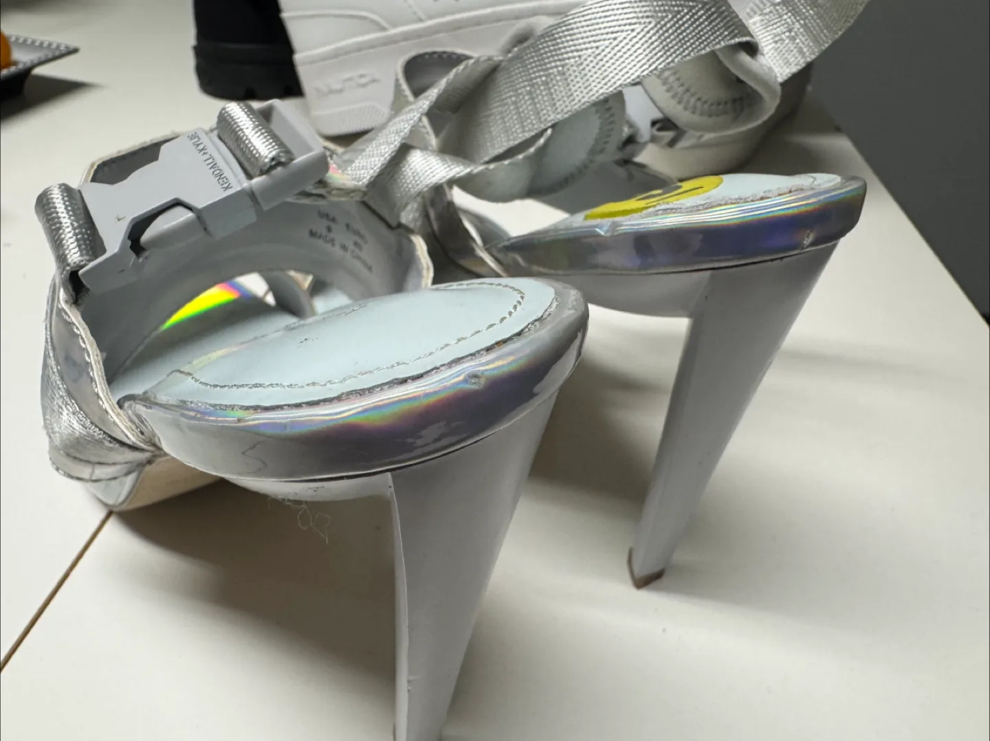 Kendall + Kylie iridescent silver heels thumbnail