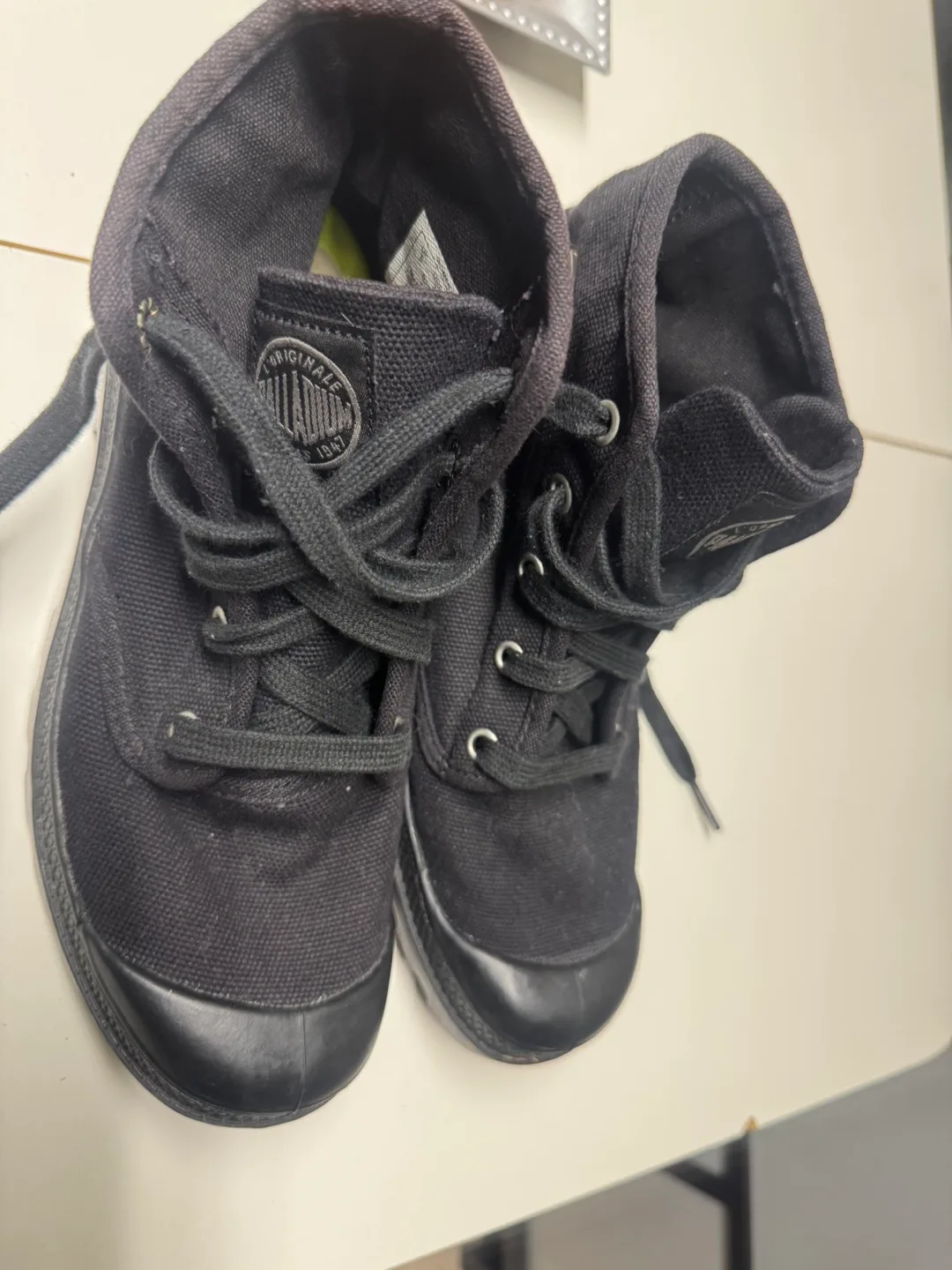 Palladium Pampa Hi Black Canvas Boots - Size 2 thumbnail