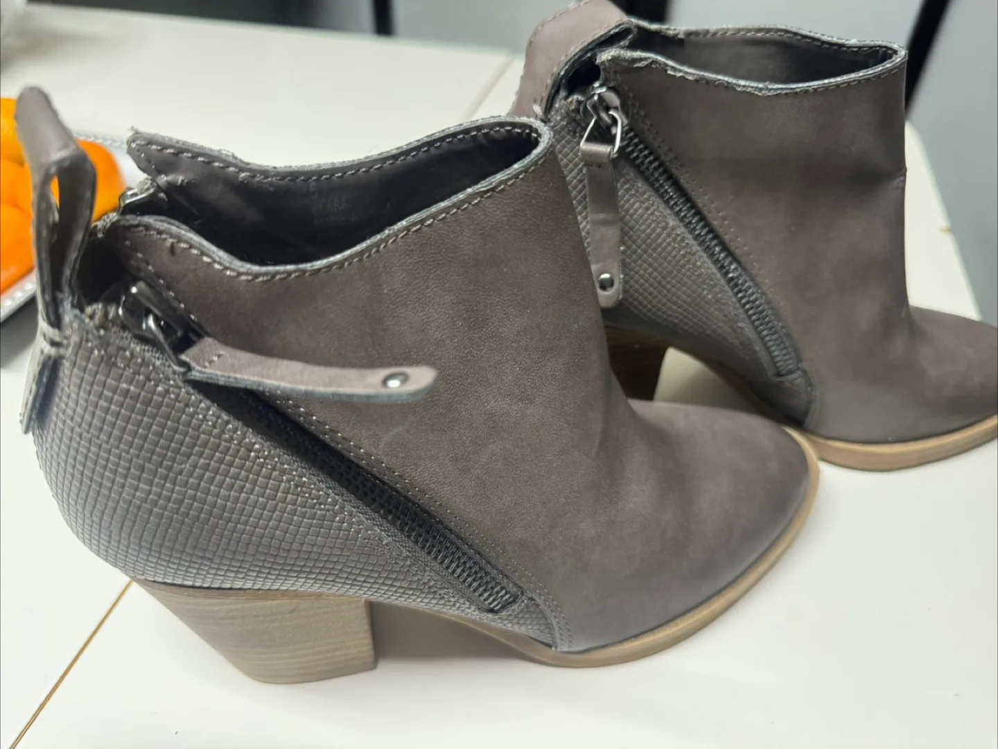 Women's Grey Ankle Boots with Zip Detail thumbnail